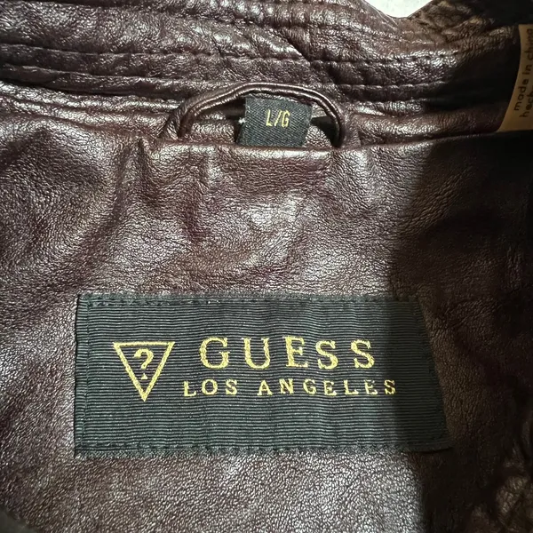 GUESS Faux Leather Moto Jacket Size Large Classic Casual Minimalist Rocker Y2K - Image 4