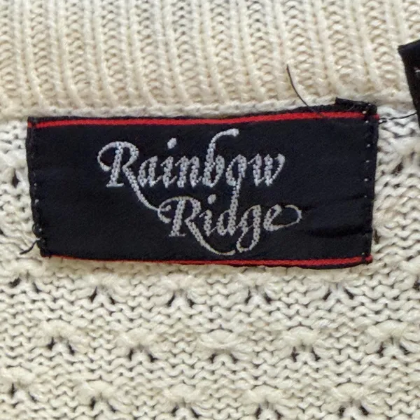 Vintage Rainbow Ridge Fair Isle Nordic Knit Sweater M Cream Black Cozy Chunky - Image 8