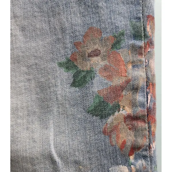KAARI Blue Straight Crop Painted Light Wash Denim Jeans Size‎ 10 - Image 6