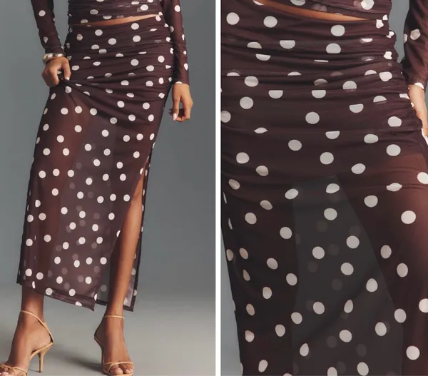 Anthropologie Maeve Polka Dot Print Mesh Side-Slit Maxi Skirt, Size XL - Image 2