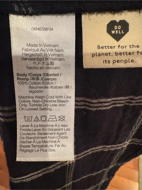 Madewell Lightspun Evert Women's Top Black Size L Windowpane Plaid Button Front - Image 7