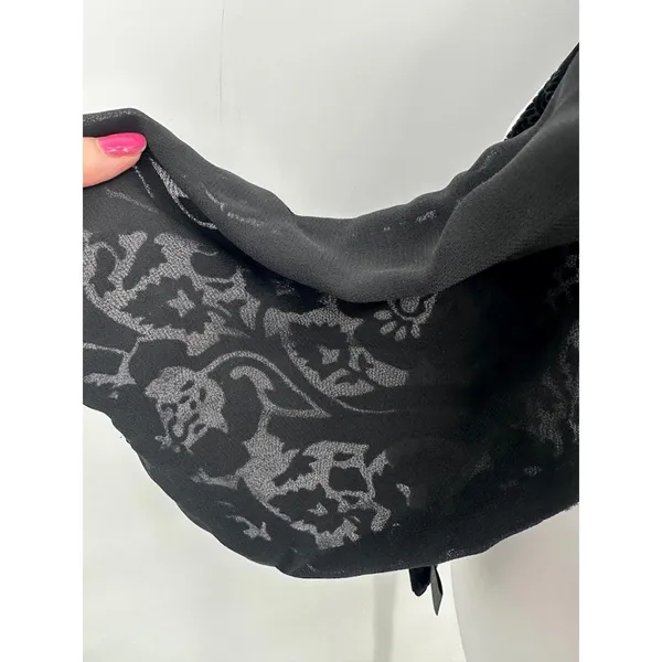 Ac Cents Black Velvet Burnout Scarf Wrap‎ Silk Blend Whimsigoth Boho 9" x 58" - Image 3