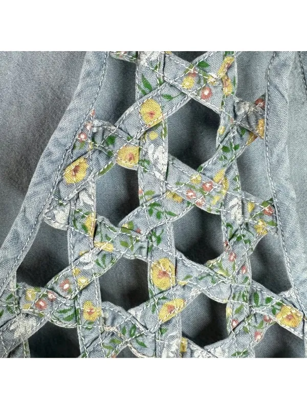 Vintage Susan Bristol Floral Lattice Cutout Cotton Vest S Cottagecore 1998 - Image 5