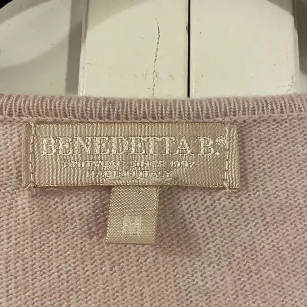 Benedetta B pink ruffle shoulder merino wool cashmere blend sweater M - Image 4