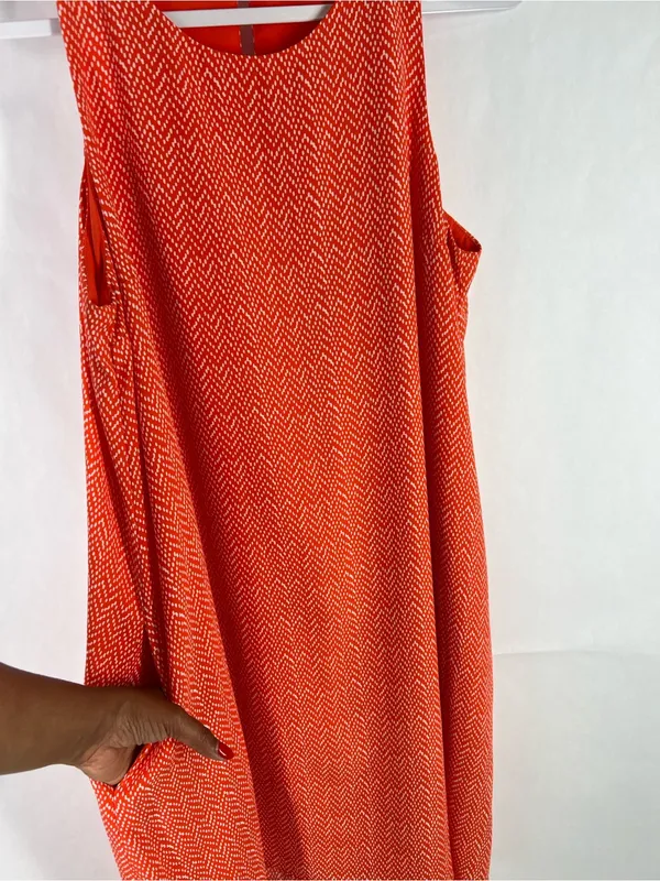 Gap Orange Print Swing Tank Dress Size M‎ Sleeveless Pockets - Image 5