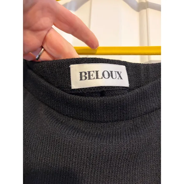 Beloux Black‎ 3 Piece Knit Skirt Set Cardigan Top Midi Skirt Vintage Style - Image 9
