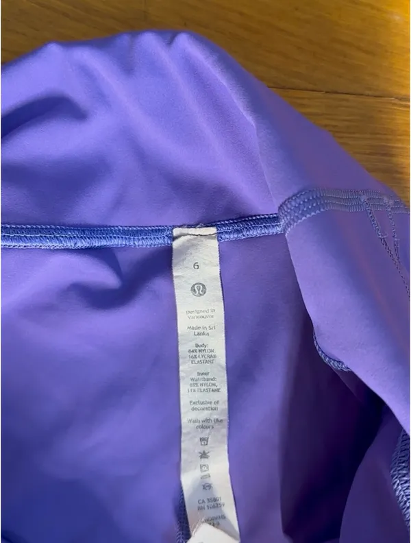 Lululemon Purple Running Leggings Women's Size 6 Full Length High Rise Drawcord - Image 3