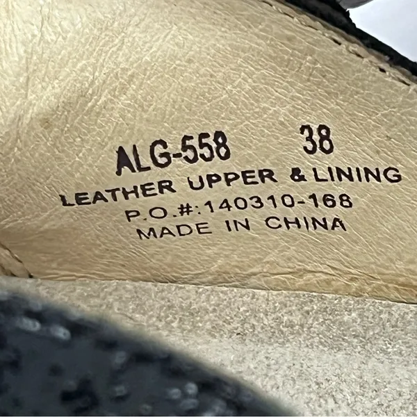 ALEGRIA Leather Black Embossed Buckle Accent Mule Slip On Slide Shoes EU 36 - Image 3