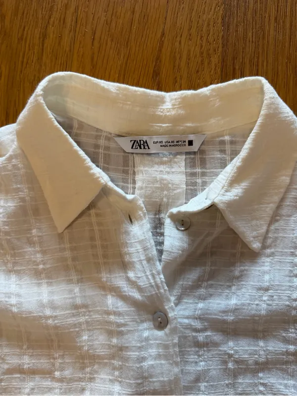 Zara White Button-Down Linen Blend Shirt - Image 2