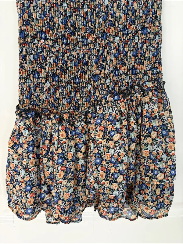 Kiss the Sky Urban Outfitters Smocked Puff Short Sleeve Floral Mini Dress XS - Image 9