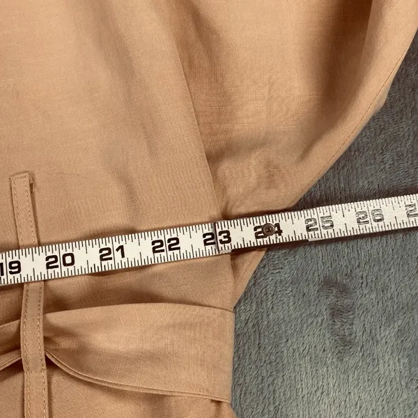 Stefanel Kimono Jacket Silk Linen Womens 12 Light Orange Tie Waist Long Sleeve - Image 11