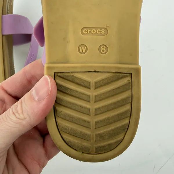 Crocs Tulum Toe Post Sandal Purple Tan Women 8 Slip On Buckle Casual Comfy - Image 8