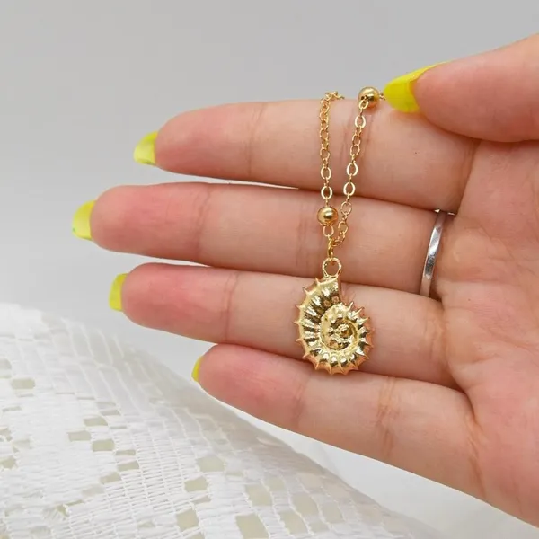 Ammonite Fossil Necklace Gold - Image 4