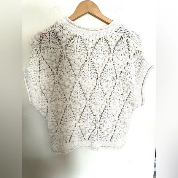 Zara Cream Knit Cropped‎ Top Sweater - Image 3