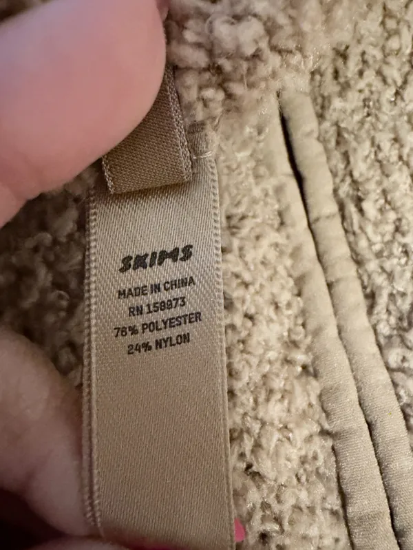 SKIMS Teddy Fleece Quarter Zip Cropped Pullover Beige Cozy Lounge Top L XL - Image 7