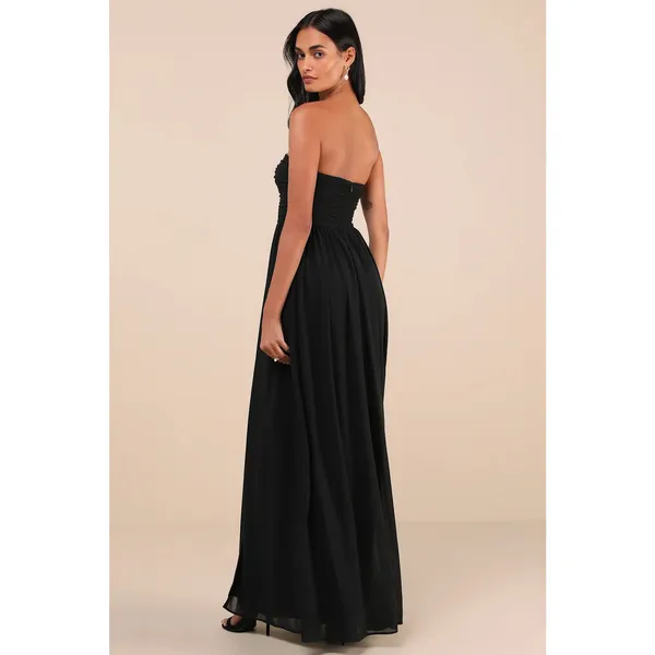 NWOT Lulu's Luxe Favorite Black Strapless Ruched Maxi Dress Women's Size XL - Image 2