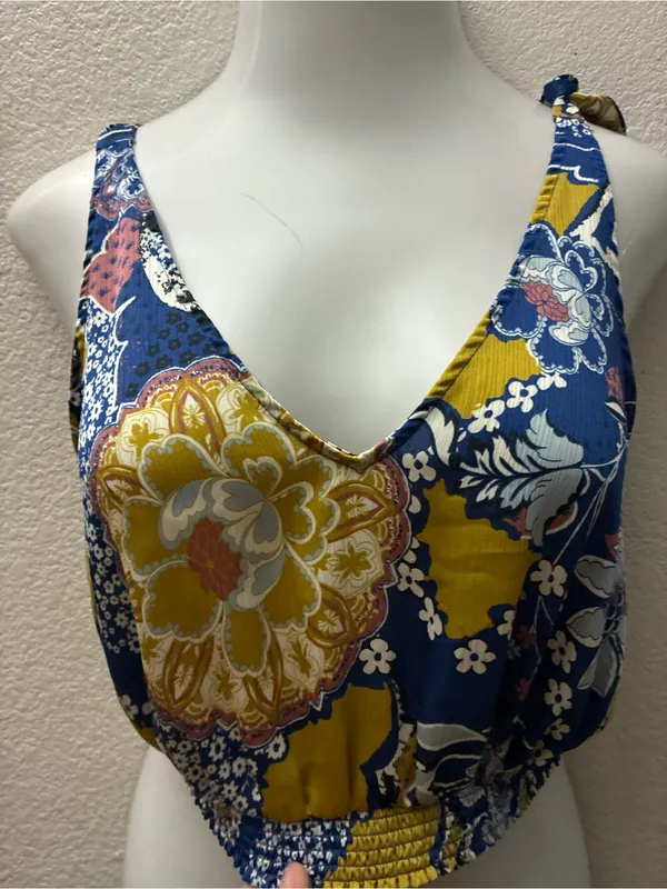Intimately Free People Blue Weekend Smocked Crop Tank Top M - Image 6