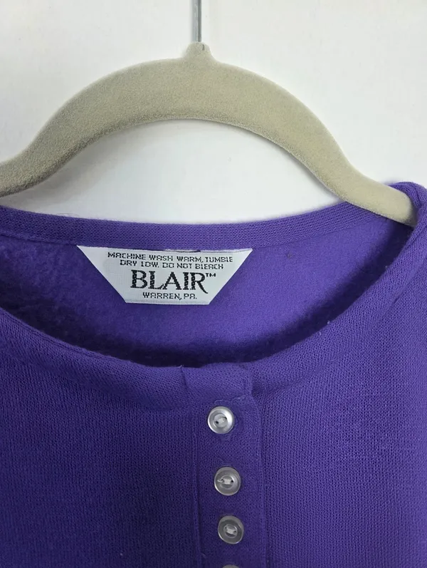 Vintage 80s 90s Blair Henley Top Purple Women Plus 3X Size Grannycore Retro - Image 6