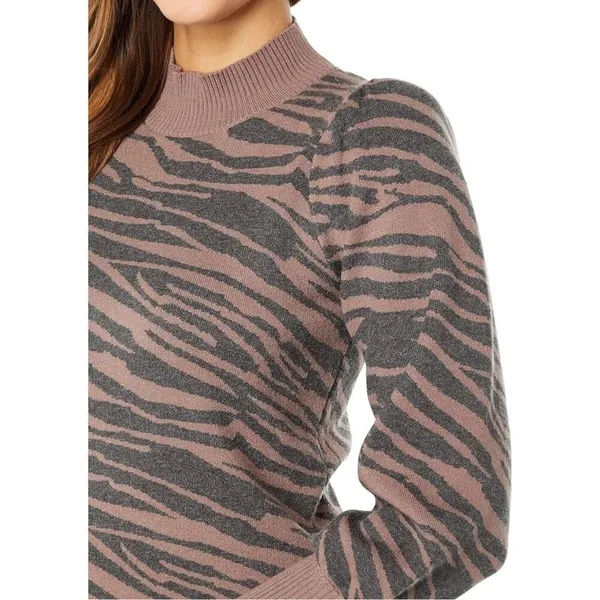 Heartloom Brown Black Animal Print Bishop Long Sleeve Sweater Dress Size XS - Image 2