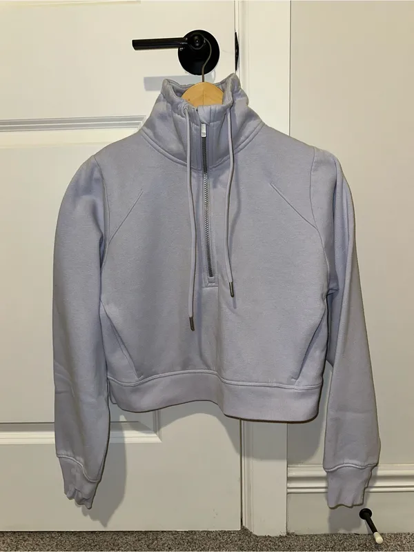 All In Motion Lavender Quarter-Zip Cropped Pullover Hoodie - Image 2
