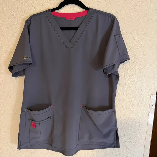 Carhartt Scrub Top Womens L Gray V-Neck Short Sleeve Force Pocket‎ Medical - Image 5