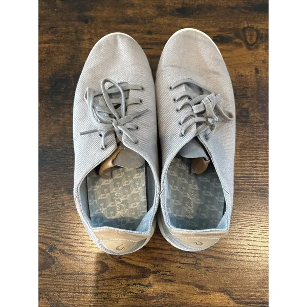 OluKai‎ Ki'ihele Li Womens 9.5 Gray Canvas Sneakers Drop In Heel Sneakers Shoes - Image 4