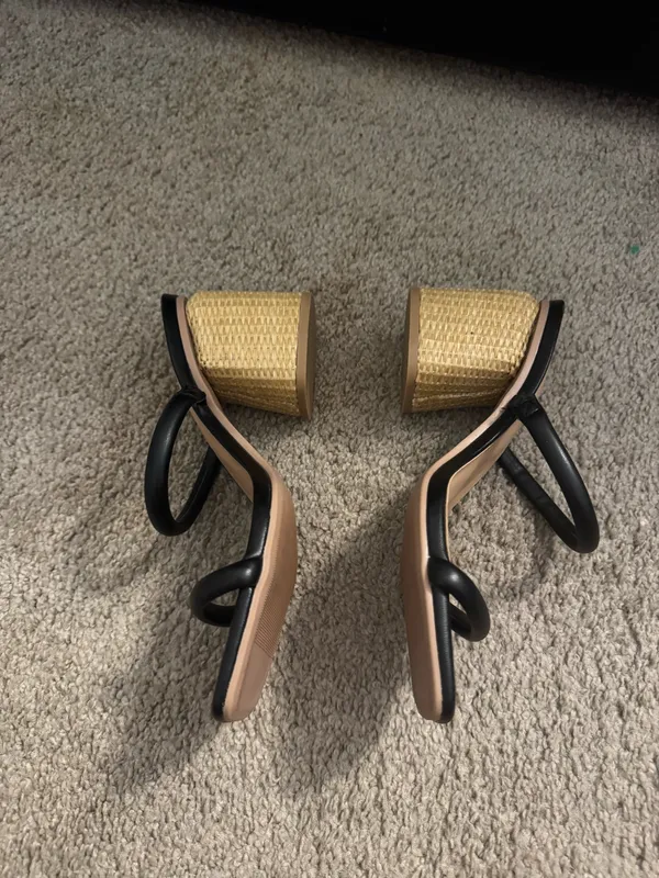 A New Day Black Faux Leather Heels Size 7 - Image 2