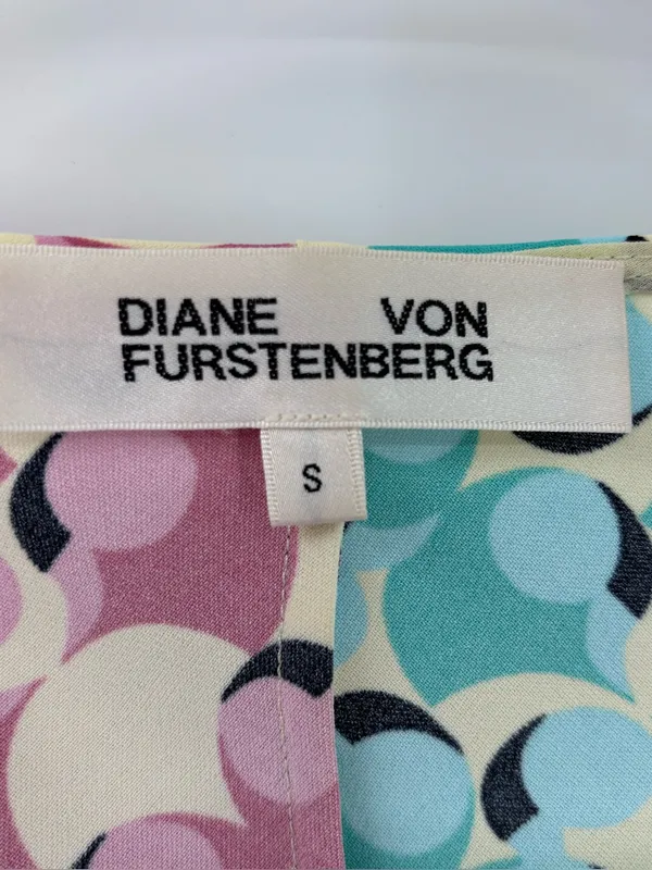 Diane Von Furstenberg Two-Tone Pink & Aqua Wrap Midi Dress - Image 2