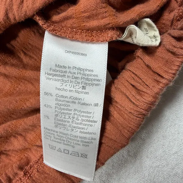 Madewell Crinkle Knit Button Front Crop Top Women’s Large Rust Orange - Image 3