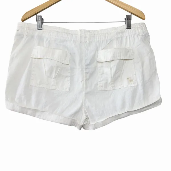 Abercrombie &‎ Fitch Womens Linen Shorts Size 12 Ivory Drawstring Resort Preppy - Image 2