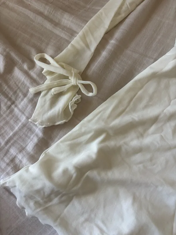 thatssofetch White Mini Dress with Sheer Long Sleeves - Image 4