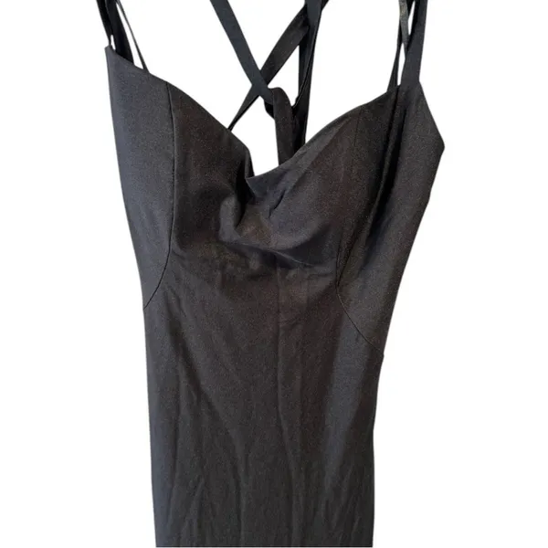 La Femme Lace Up Back‎ Jersey Mermaid Gown Black 6 - Image 5