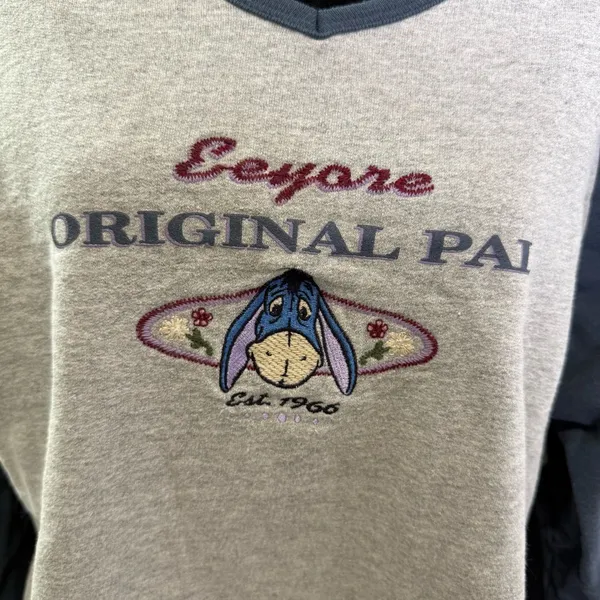 Vintage Y2K The Disney Store Eeyore Original‎ Pal V-Neck Shirt Light Sweater L - Image 3