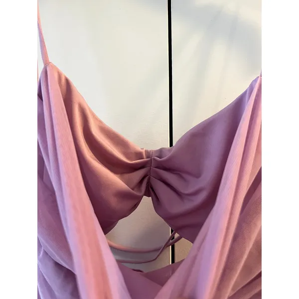 Oh Polly Dusty Pink Cowl Neck Ruched Mesh Mini Dress US size 4 New - Image 7