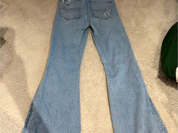 American Eagle Outfitters Light Blue Distressed Flare Jeans - Image 2