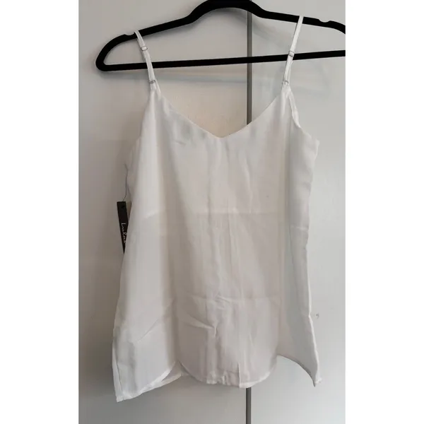 Lulus White Button Front Camisole V-Neck Adjustable Strap Tank Top‎ XS New - Image 6