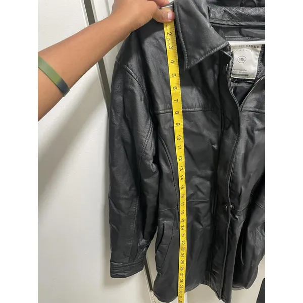 North Ridge Black Leather Jacket Belt Zip Genuine Leather - Image 5
