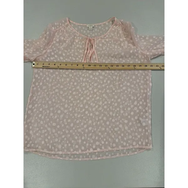 J Crew Top Women Small Swiss Dot Polka Dot Sheer Career Travel Twee Coquette - Image 4