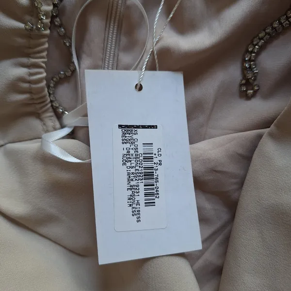 NWT Heiress Beverly Hills Seasonless Diamante Trim Mini Dress XS Beige Nude - Image 10
