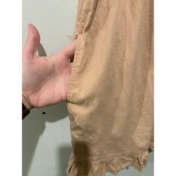 Aerie Linen Blend Flutter Sleeve Babydoll Mini Dress M Boho Cottagecore Peach - Image 5
