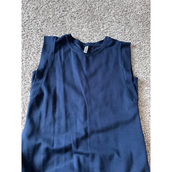 GRECERELLE Navy Blue Sleeveless Maxi Dress Side Slit Crew Neck Small - Image 5