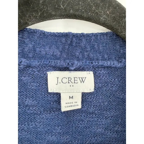 J.Crew Cardigan Sweater Women M Blue V-Neck Button Front AB050 Preppy Classic‎ - Image 2