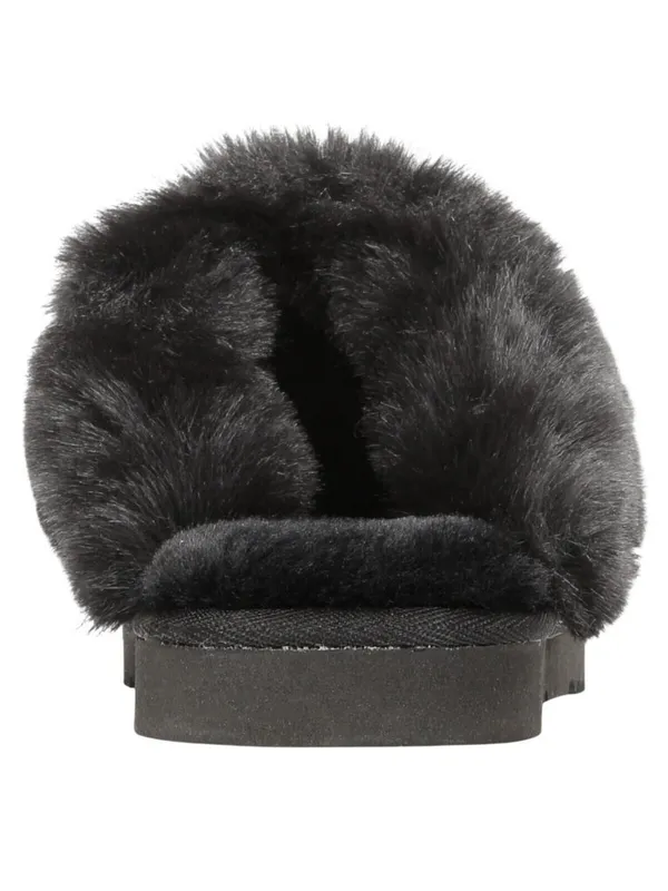 NWT Style & Co Rayaa Quilted Faux Fur Slippers 10021612600 Black Beauty 5M - Image 4