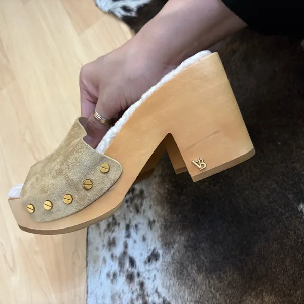 VERONICA BEARD Hannalee Sherpa Suede Open Toe‎ Mule Clog with Sherpa Size 5.5 - Image 6
