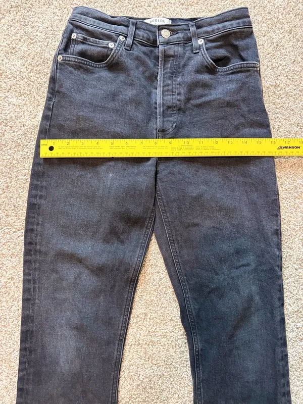 AGOLDE Riley High Rise Straight Crop Charcoal Black Wash Jeans | Size 27 - Image 11
