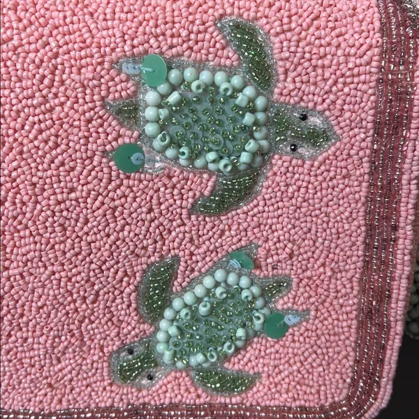 Handcrafted In India | Beaded Turtle Shoulder Bag 🐢 Pink - Image 6