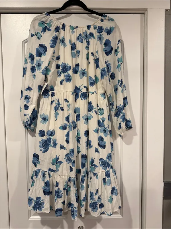 lovestitch so charming White Mini Dress with Blue Floral Print‎ l NWT - Image 7