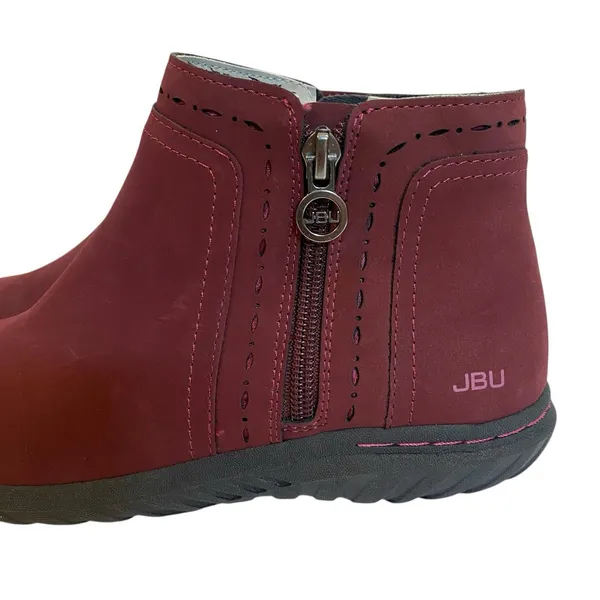 Jbu Memory Foam Do Juno Women Sz 7‎ M Burgundy Ankle Length Zip Up Chelsea Boots - Image 7