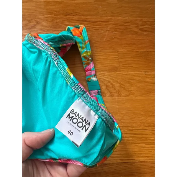 Banana Moon Tropical Floral Triangle Bikini Set Turquoise Pink Orange Size 40 - Image 4
