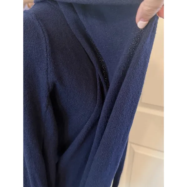 Lilly Pulitzer Cardigan Sz Small Navy Blue Shawl Collar Long Open‎ Front Casual - Image 6